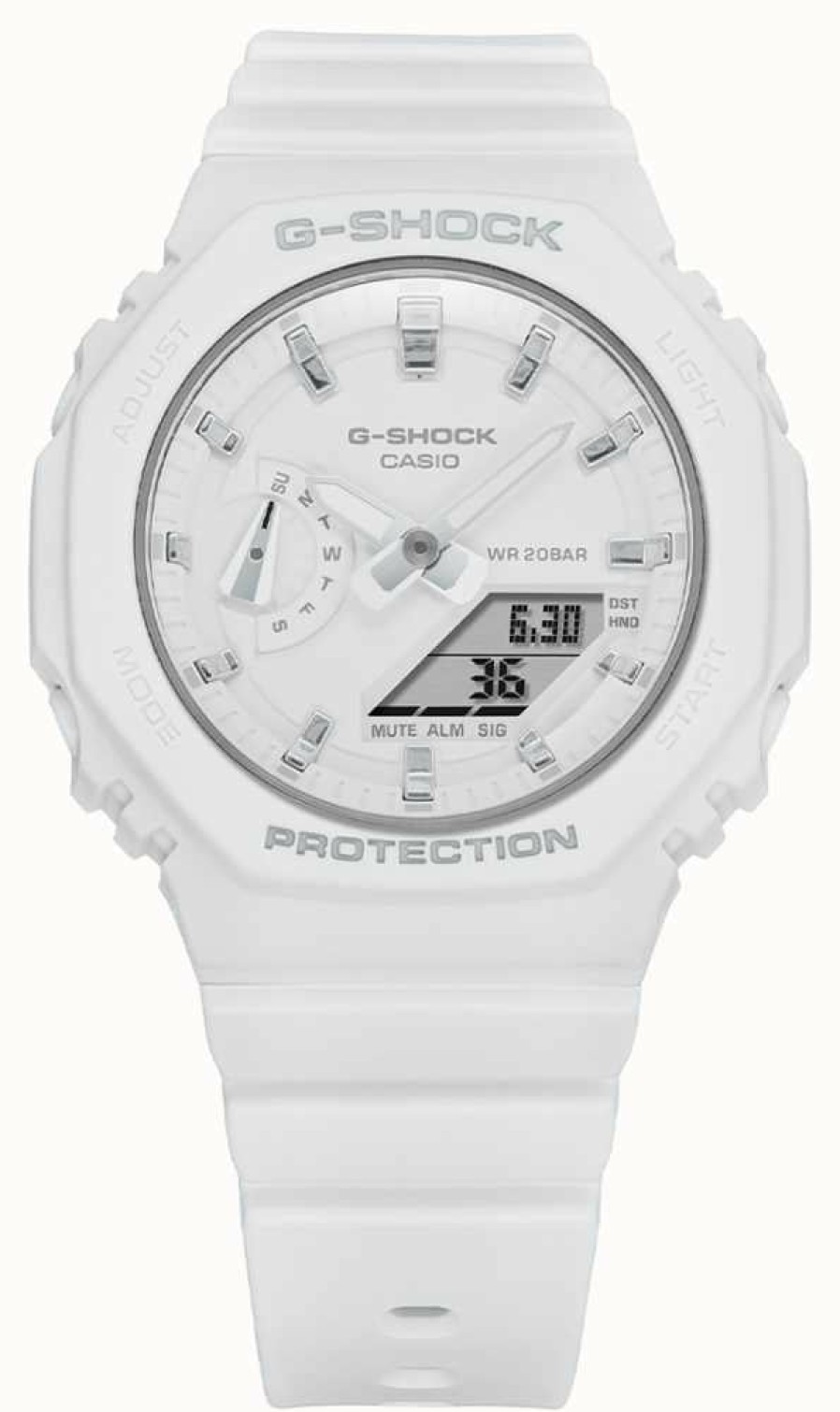 Women'S Casio | Casio Mid Sized G-Shock | White Resin Strap | White Dial