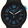 Men'S Swatch | Swatch Deep Concrete | Big Bold | Black Silicone Strap | Black Dial