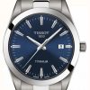 Men'S Tissot | Tissot Gentlemen Titanium | Grey/Silver Titanium Bracelet | Blue Dial