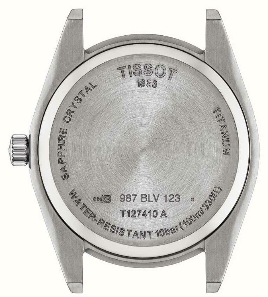 Men'S Tissot | Tissot Gentlemen Titanium | Grey/Silver Titanium Bracelet | Blue Dial