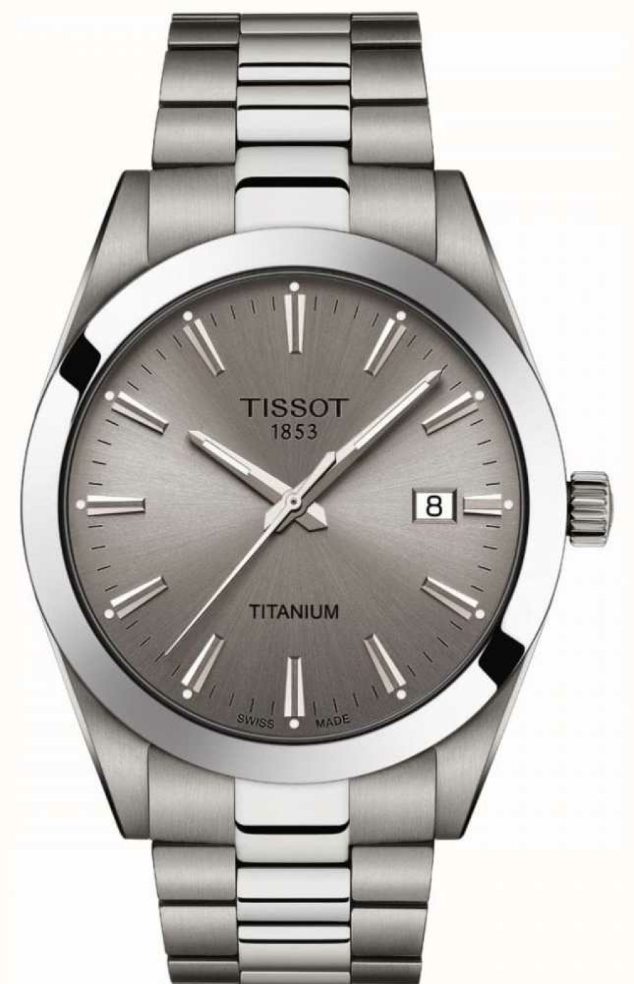 Men'S Tissot | Tissot Gentlemen Titanium | Silver/Grey Titanium Bracelet | Grey Dial