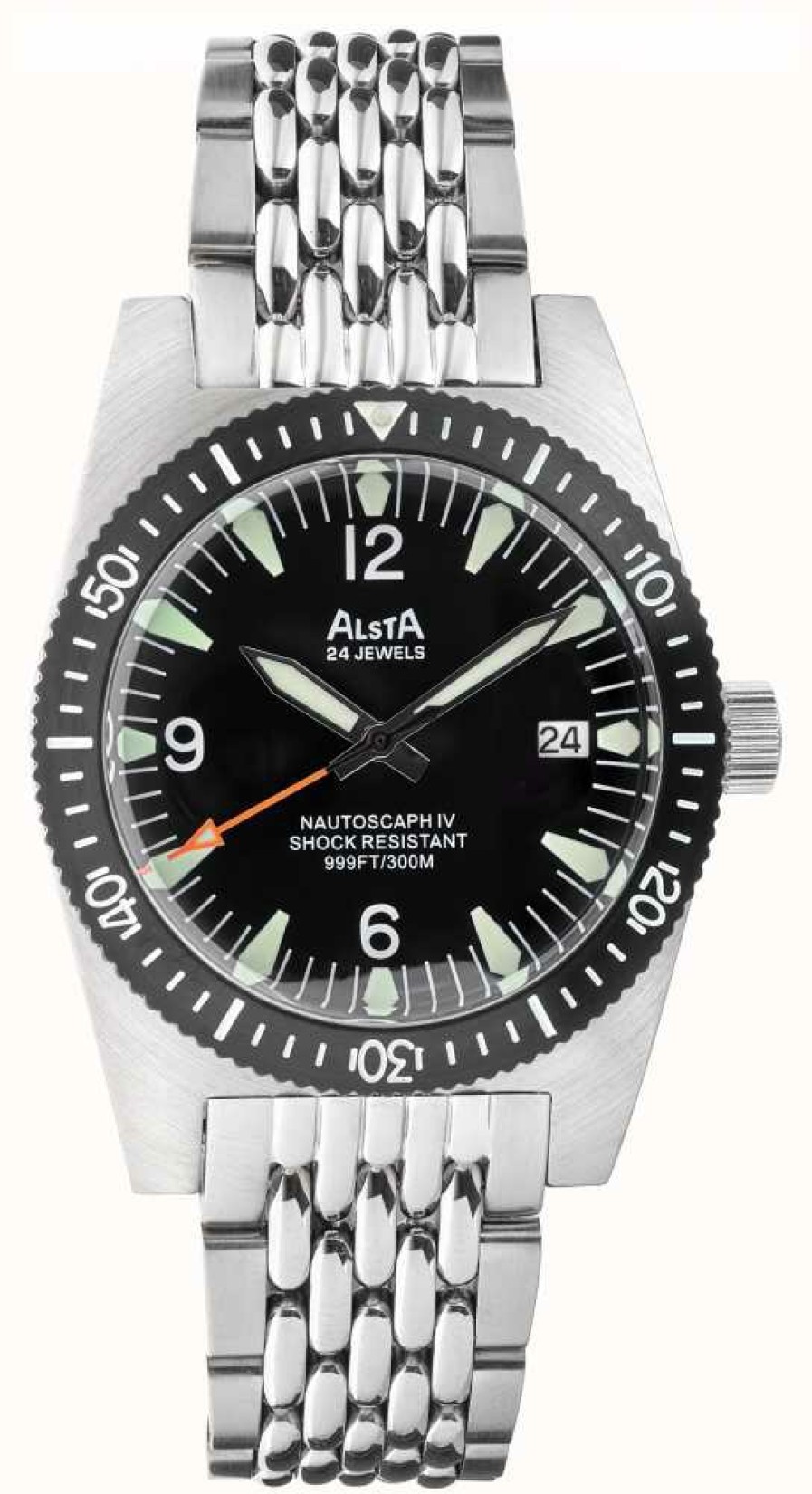 Jewelry Alsta | Alsta Nautoscaph Iv Automatic (300M) Black Dial / Stainless Steel