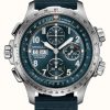 Men'S Hamilton | Hamilton Khaki Aviation X-Wind Day-Date Automatic Chronograph (45Mm) Black Dial / Blue Textile Strap