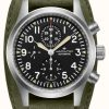 Men'S Hamilton | Hamilton Khaki Field Automatic Chronograph (44Mm) Black Dial / Green Leather Bund Strap