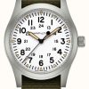 Men'S Hamilton | Hamilton Khaki Field Mechanical (42Mm) White Dial / Green Nato Strap