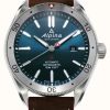 Men'S Alpina | Alpina Alpiner 4 Automatic (44Mm) Blue Dial / Brown Leather