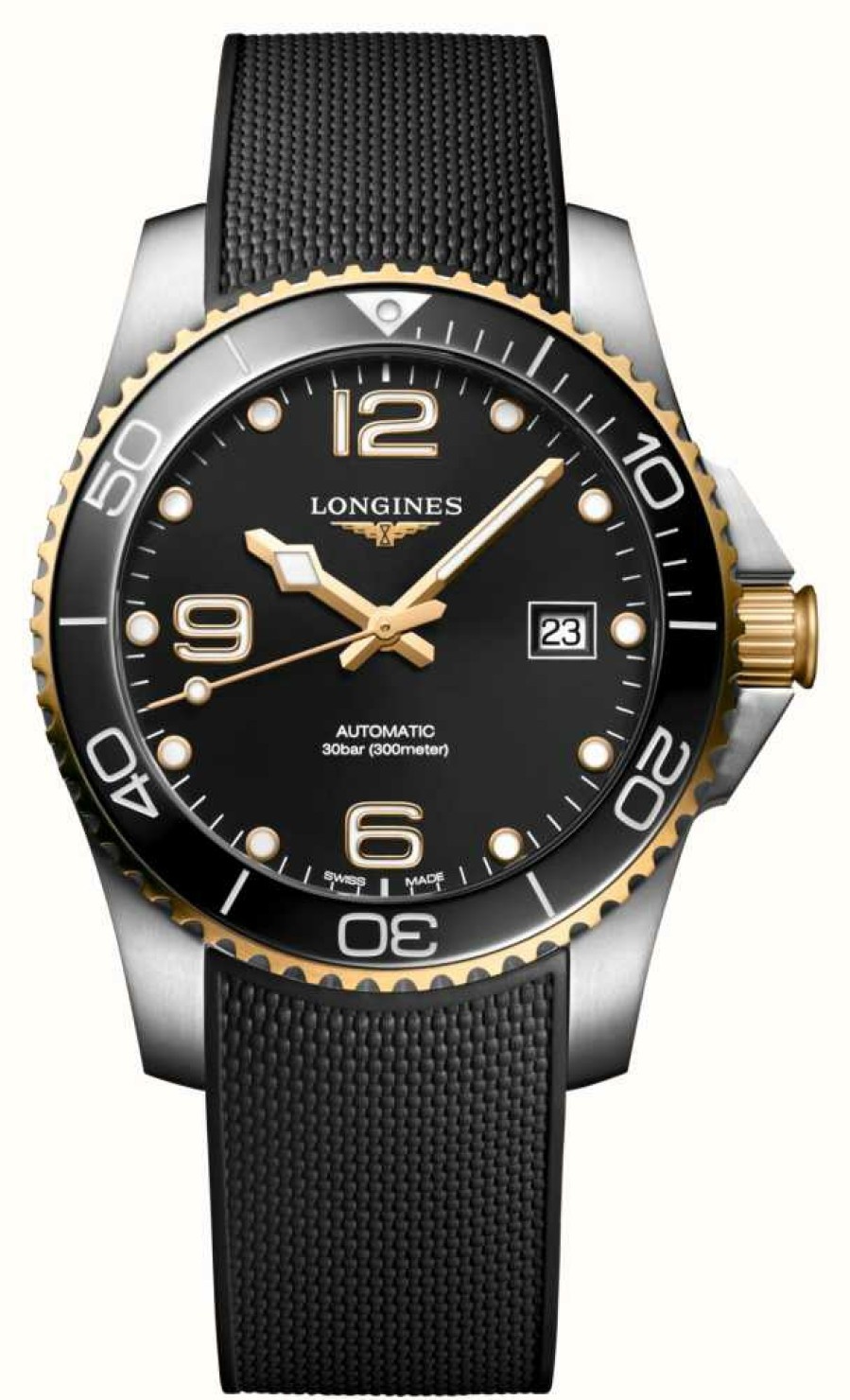 Men'S LONGINES | Longines Hydroconquest Automatic Black Rubber Strap