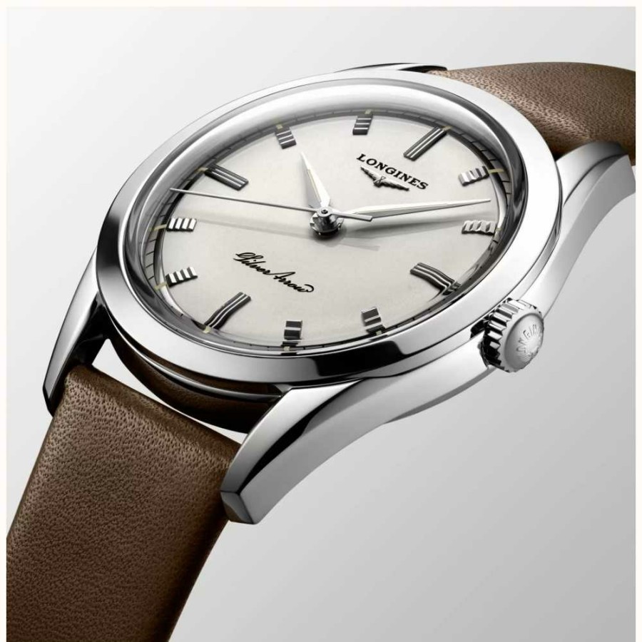 Men'S LONGINES | Longines | Heritage | Silver Arrow | Brown Leather Strap