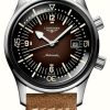 Men'S LONGINES | Longines Heritage Legend Diver Brown Leather Strap