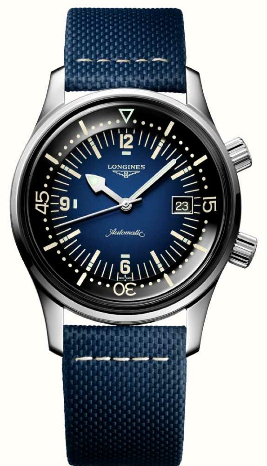 Men'S LONGINES | Longines Heritage Legend Diver Blue Leather Strap