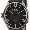 Men'S U-Boat | U-Boat Darkmoon 44Mm Black Dial | Stainless Steel Case | Black Rubber Strap