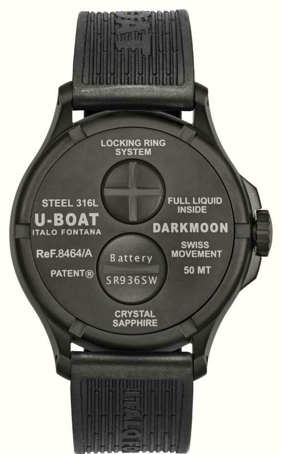 Men'S U-Boat | U-Boat Darkmoon 44Mm Black Dial | Ion-Plated Case | Black Rubber Strap