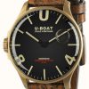 Men'S U-Boat | U-Boat Darkmoon 44Mm Black Dial | Ion-Plated Bronze | Leather Strap