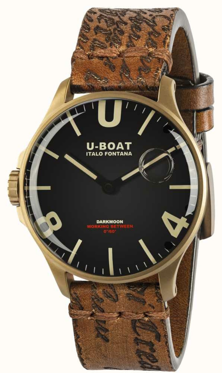 Men'S U-Boat | U-Boat Darkmoon 44Mm Black Dial | Ion-Plated Bronze | Leather Strap