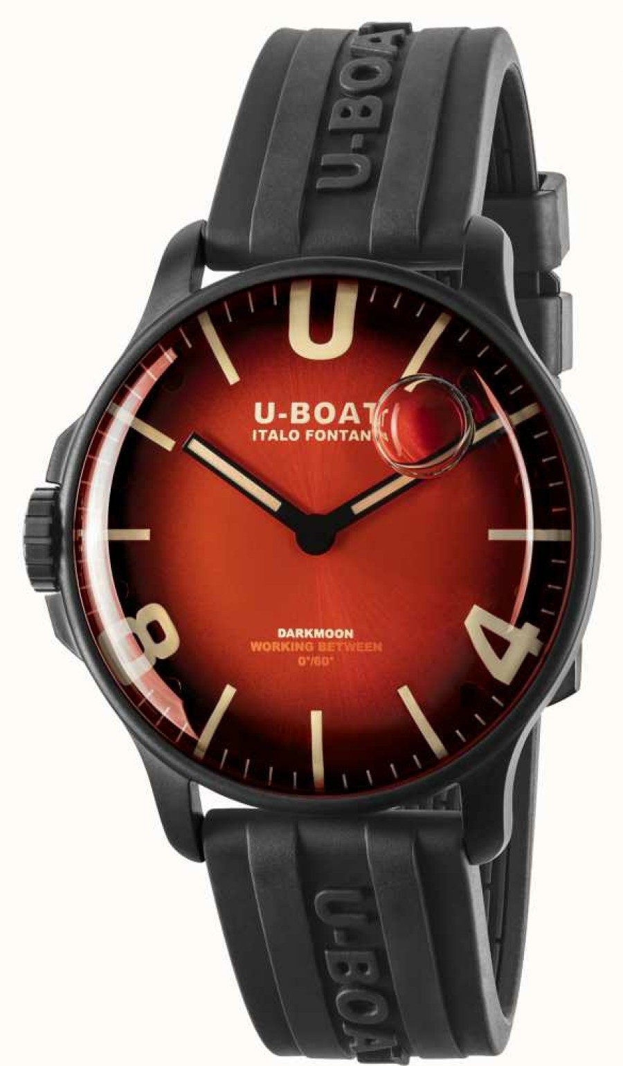 Men'S U-Boat | U-Boat Darkmoon 44Mm Cardinal Red Ipb/ Rubber Strap