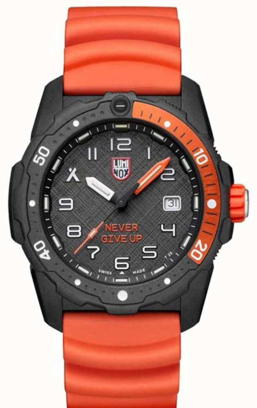 Men'S Luminox | Luminox Bear Grylls Survival 3720 Sea Series Orange Silicone