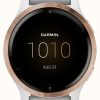 Men'S Garmin | Garmin Venu 2S | 40Mm Rose Gold Plated Bezel | White Case | Leather Strap (Plus White Silicone Strap)