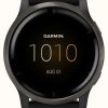 Men'S Garmin | Garmin Venu 2 | 45Mm Slate Stainless Steel Bezel | Black Leather Strap (Plus Black Silicone Strap)