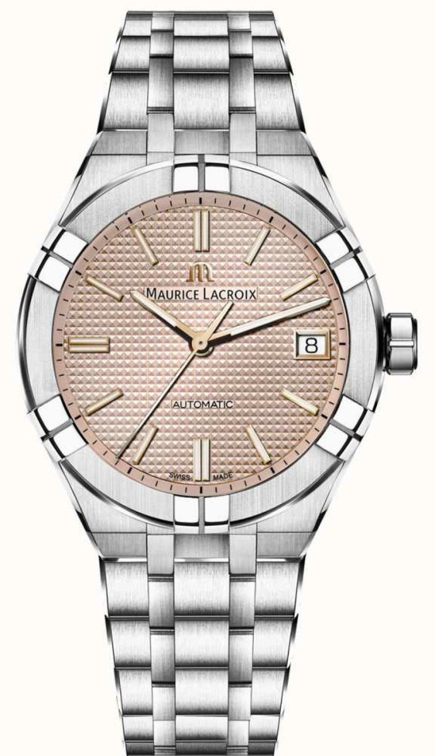 Women'S Maurice Lacroix | Maurice Lacroix Aikon Automatic (39Mm) Ecru Clous De Paris Dial / Stainless Steel