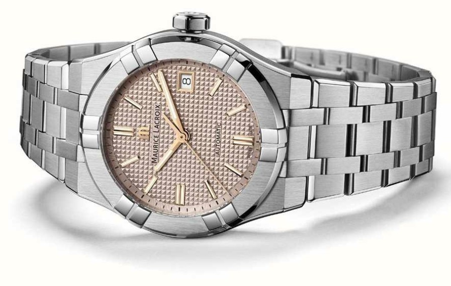 Women'S Maurice Lacroix | Maurice Lacroix Aikon Automatic (39Mm) Ecru Clous De Paris Dial / Stainless Steel