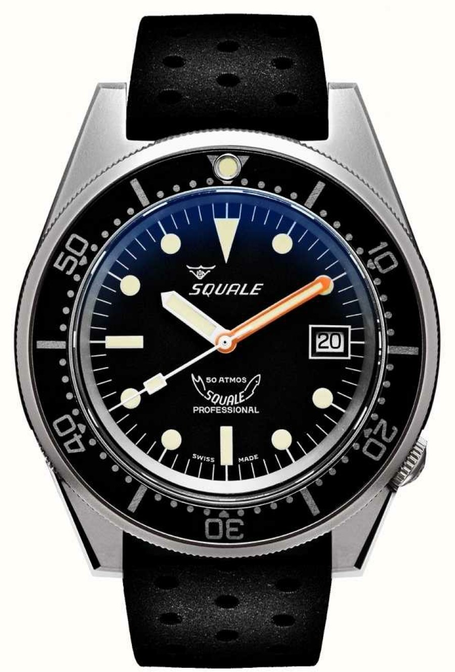 Men'S Squale | Squale 1521 Black Blasted (42Mm) Black Dial / Black Silicone Strap