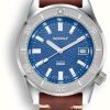 Men'S Squale | Squale 1521 Onda (42Mm) Blue Wave Dial / Brown Italian Leather Strap