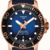 Men'S Tissot | Tissot Seastar 1000 | Powermatic 80 | Blue Dial | Blue Fabric