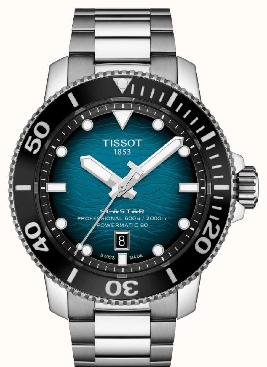 Men'S Tissot | Tissot | Seastar 2000 Pro | Powermatic 80 | Turquoise Dial | Steel Bracelet