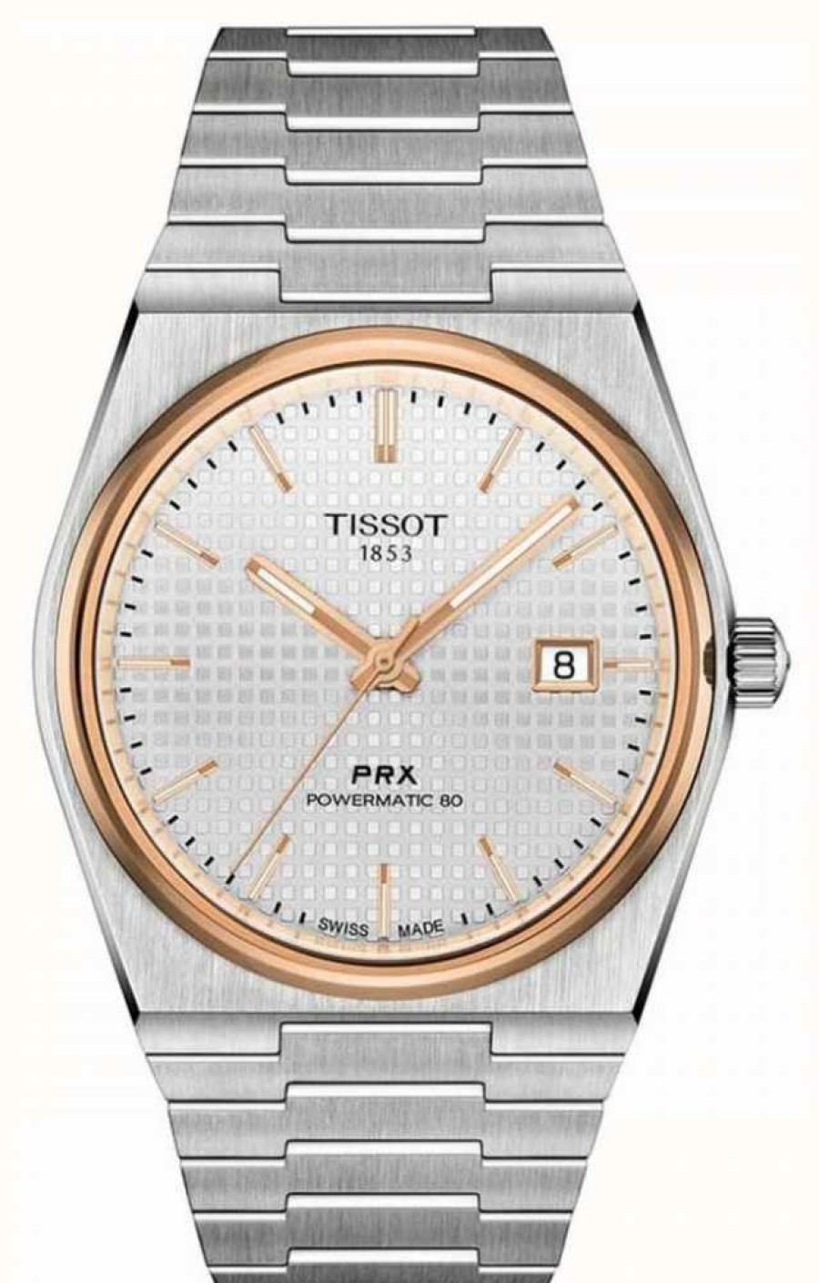 Men'S Tissot | Tissot | Prx 40 205 | 40Mm Powermatic 80 | White Dial | Stainless Steel Bracelet