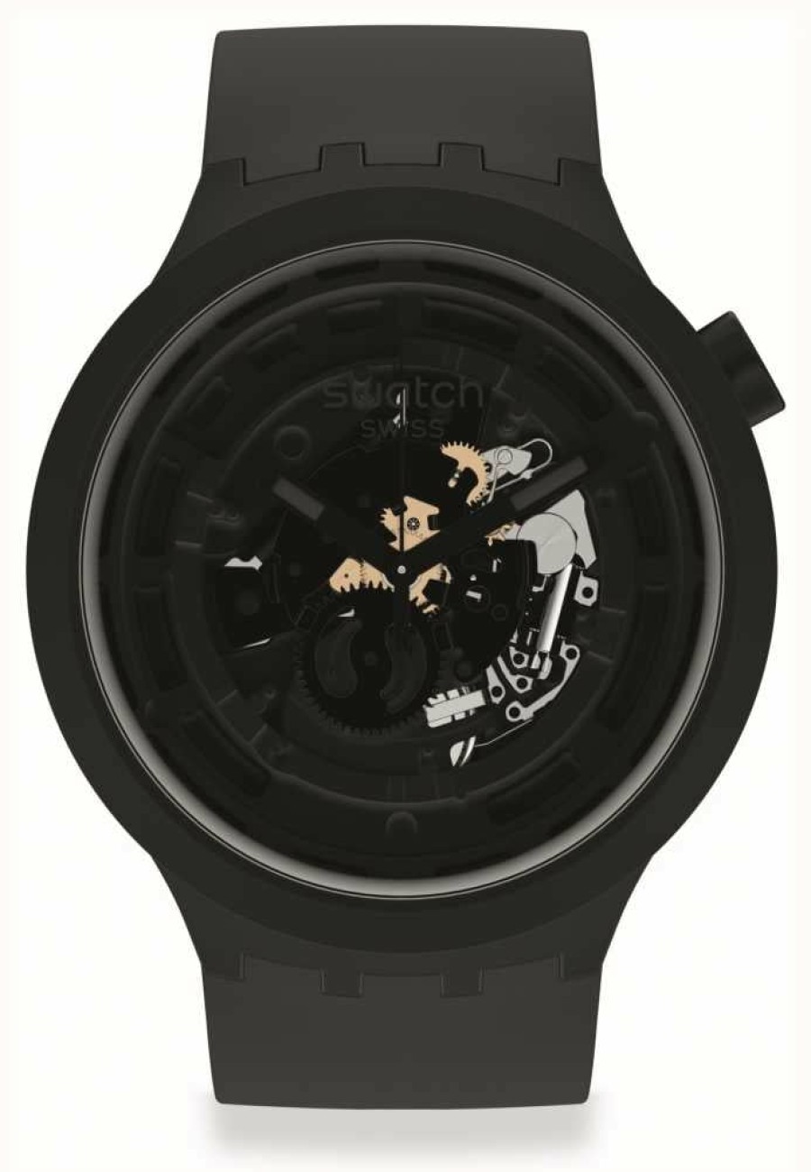 Men'S Swatch | Swatch Big Bold Next C-Black | Black Silicone Strap