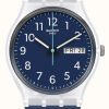 Men'S Swatch | Swatch Rinse Repeat | 34Mm Navy Blue Dial | Navy Blue Silicone Strap