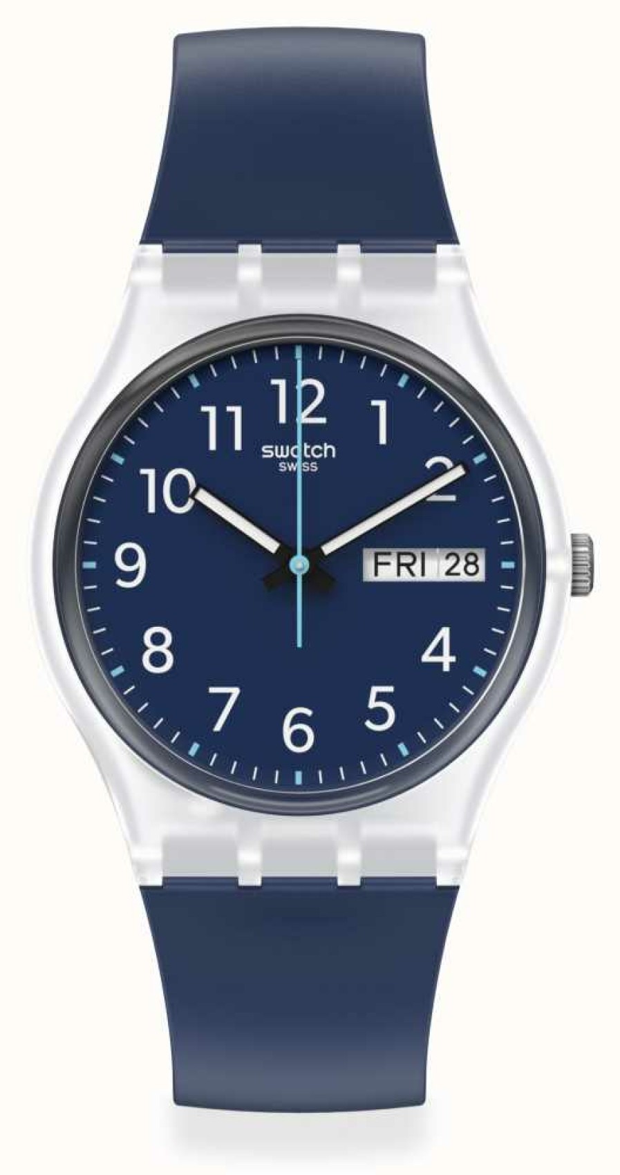 Men'S Swatch | Swatch Rinse Repeat | 34Mm Navy Blue Dial | Navy Blue Silicone Strap