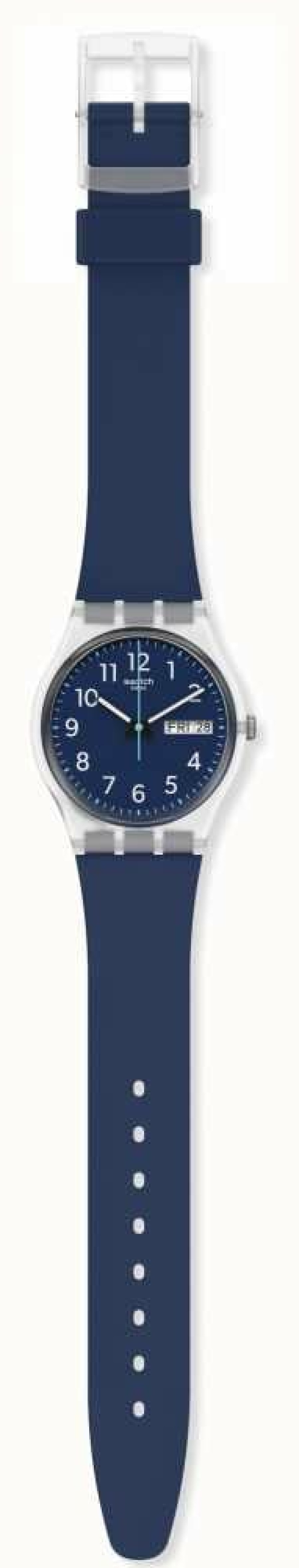 Men'S Swatch | Swatch Rinse Repeat | 34Mm Navy Blue Dial | Navy Blue Silicone Strap