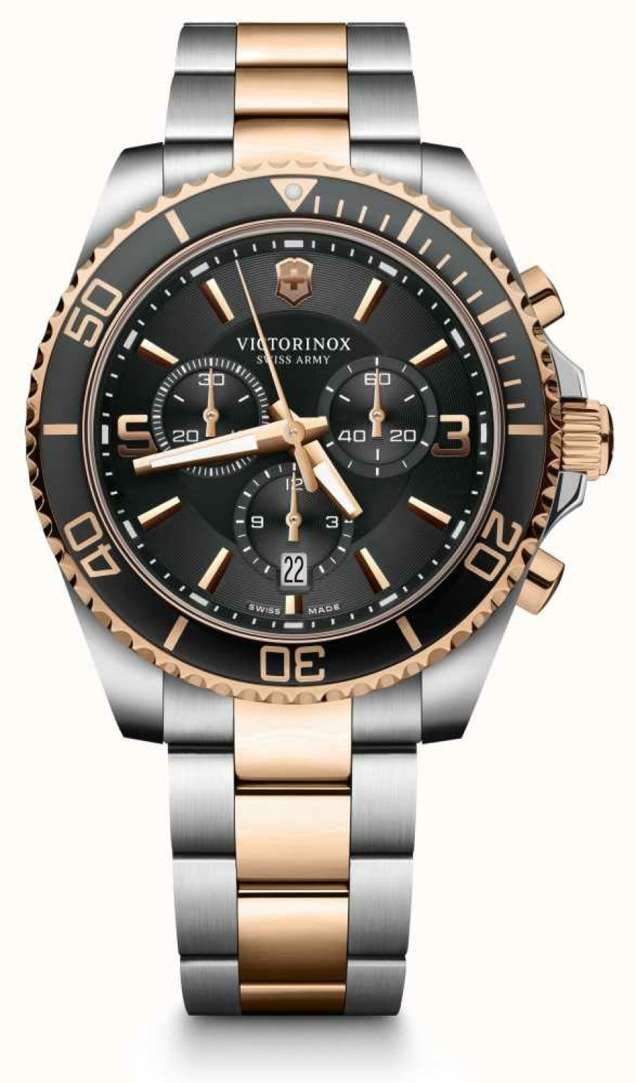 Men'S Victorinox | Victorinox Maverick Chronograph Two Tone Black And Rose Gold Dial