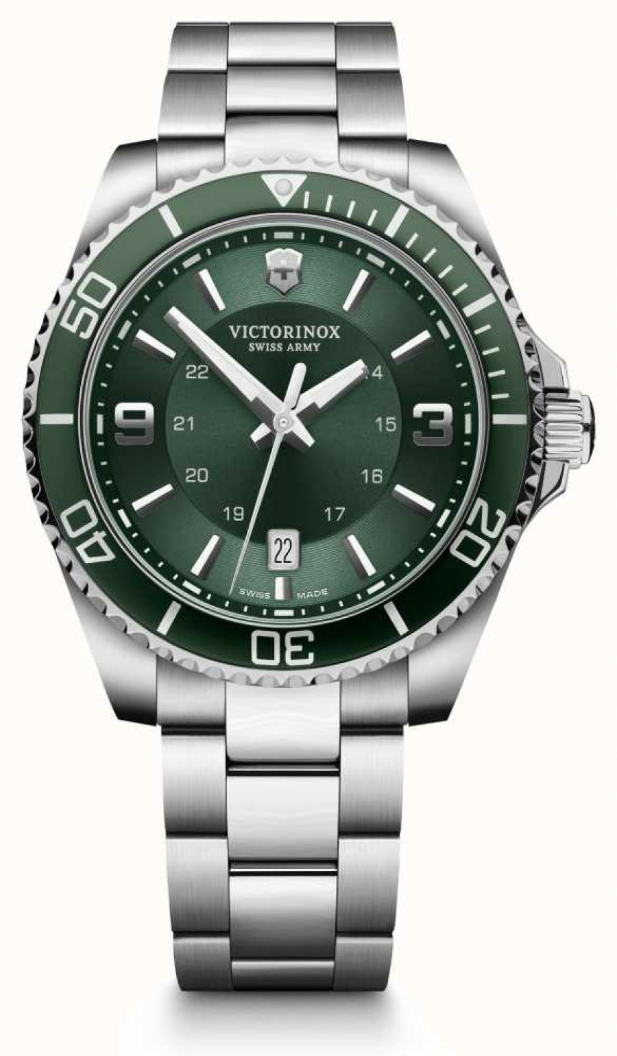 Men'S Victorinox | Victorinox Maverick Green Dial Watch Stainless Steel Bracelet