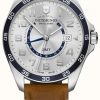 Men'S Victorinox | Victorinox | Fieldforce Gmt | Brown Leather Strap | Silver Dial