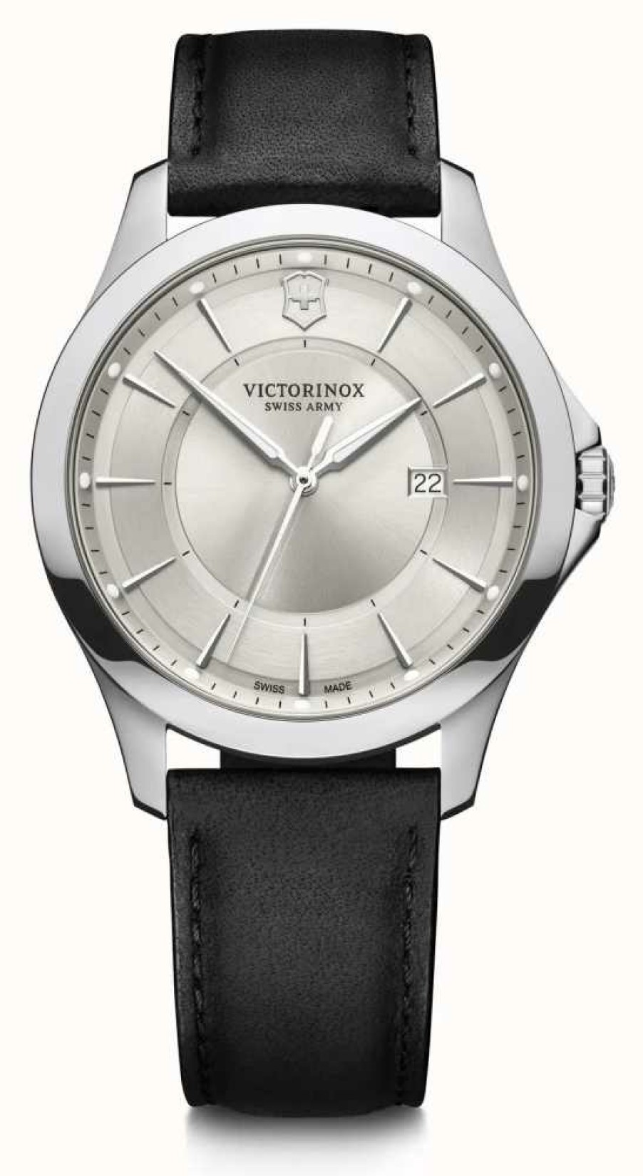 Men'S Victorinox | Victorinox | Alliance | Men'S | Black Leather Strap | Silver Dial