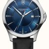 Men'S Victorinox | Victorinox | Alliance | Men'S | Black Leather Strap | Blue Dial