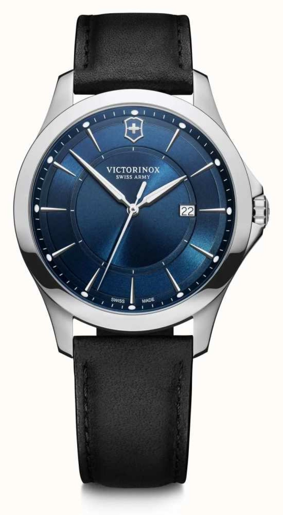 Men'S Victorinox | Victorinox | Alliance | Men'S | Black Leather Strap | Blue Dial