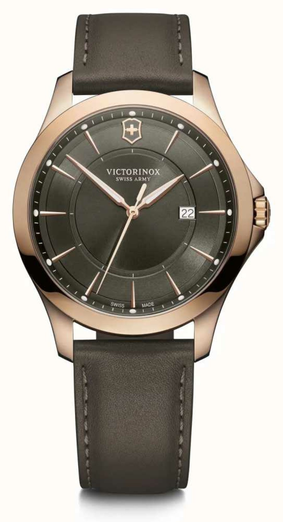 Men'S Victorinox | Victorinox | Alliance | Men'S | Grey Leather Strap | Grey Dial