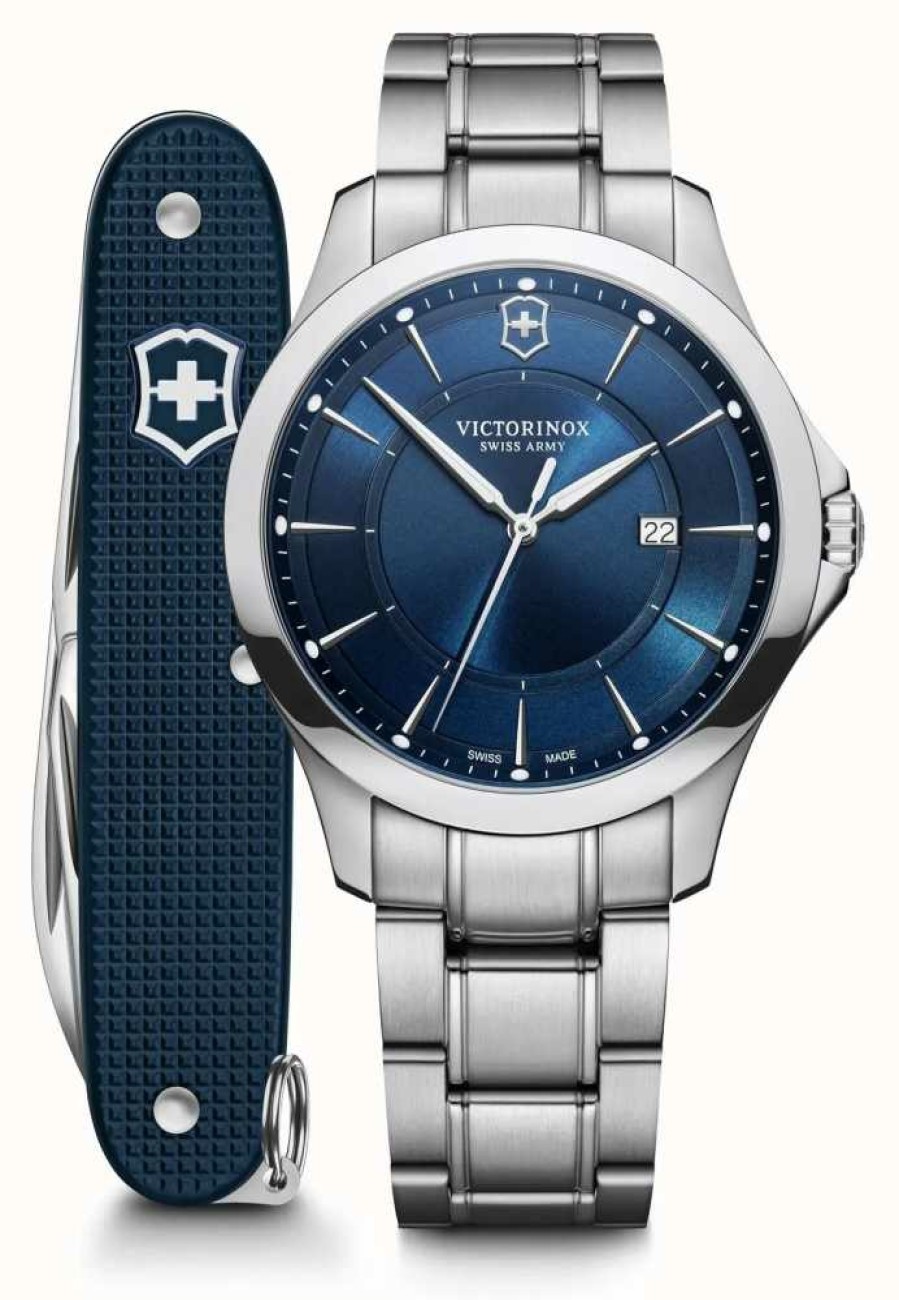 Men'S Victorinox | Victorinox | Alliance Set | Men'S | Stainless Steel Bracelet | Blue Dial | Swiss Army Knife