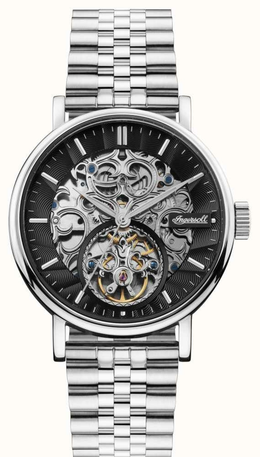 Men'S Ingersoll | Ingersoll | The Charles Automatic | Black Skeleton Dial | Steel Strap