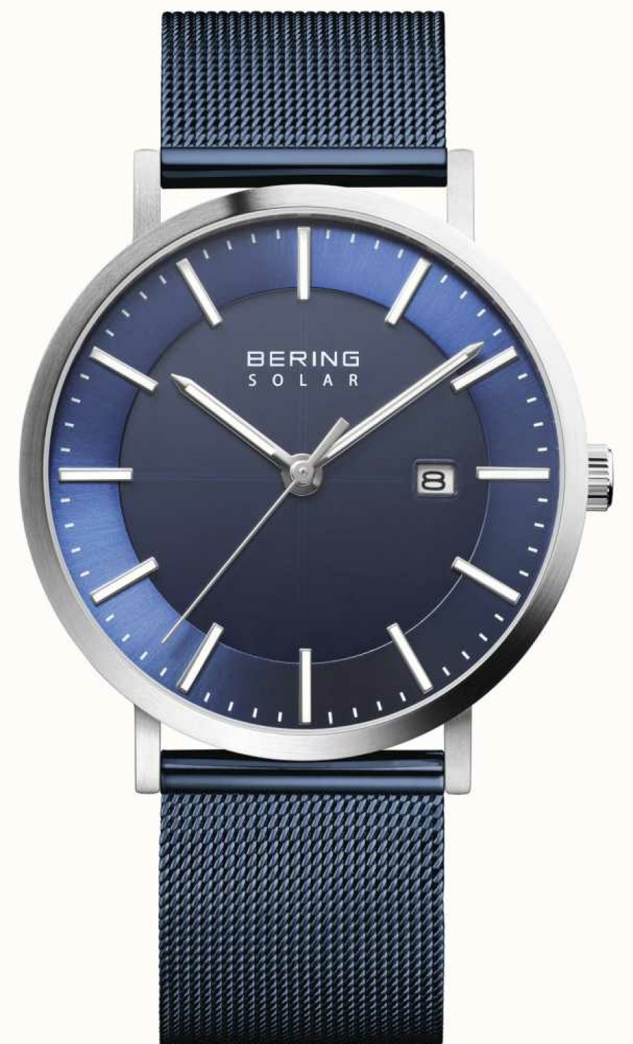 Men'S Bering | Bering Solar Men'S Blue Dial Date Watch