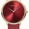 Women'S Bering | Bering Classic Women'S Red And Rose-Gold Watch