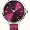 Women'S Bering | Bering Classic | Women'S | Polished Silver | Purple Mesh