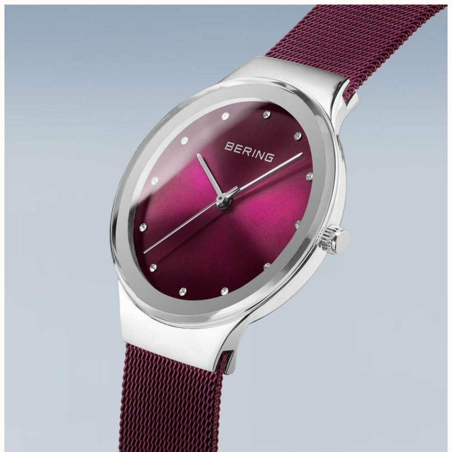 Women'S Bering | Bering Classic | Women'S | Polished Silver | Purple Mesh