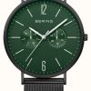 Men'S Bering | Bering Classic | Men'S | Mat Black | Black Mesh Strap