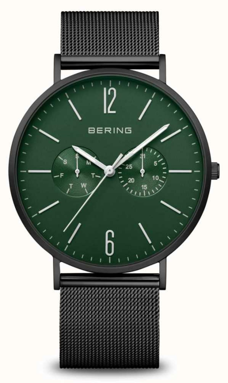 Men'S Bering | Bering Classic | Men'S | Mat Black | Black Mesh Strap