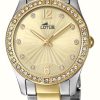 Women'S Lotus | Lotus Women'S Gold Dial Two Tone Stainless Steel Bracelet