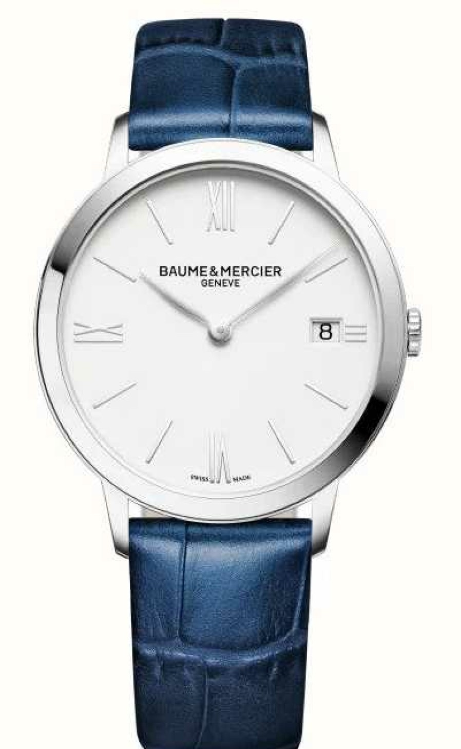 Men'S Baume & Mercier | Baume & Mercier Men'S Classima Blue Leather Strap